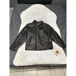 Hawke &‎ Co. Faux Leather Jacket Bomber Brown Boys 18/20 Aviator Sherpa Lined